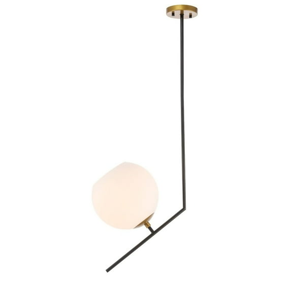 Home Decor Ryland 1 Light Black And Brass And Frosted White Glass Pendant