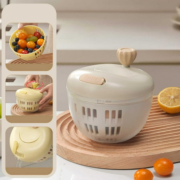 Home Decor Salad Large Hand Crank Fruits and Vegetables Dryer Squeezer Quick Dry Design BPA Free Dry off and Drain Lettuce and Vegetable Kitchen Food Strainer for Dumpling Filling Filter