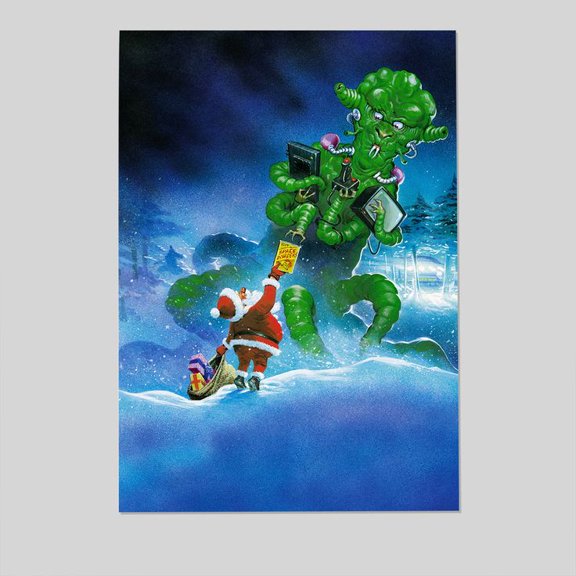 Home Decor- Santa Meets Alien Christmas Art Poster, One Sheet Wall Size 24''x36'' -Gategoo