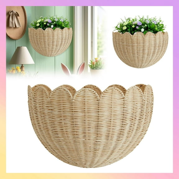 Home Decor Scallop Wall Style Rattan Wall Mounted Key Storage Rack Home Decoration Toy Sundries Storage Handmade Woven