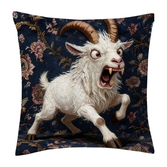 Home Decor Screaming Goat Cover Funny Goat 2D Flat Printed Animal Graphic Cushion Cover Couch Sofa Cushion Home Dorm Accessor