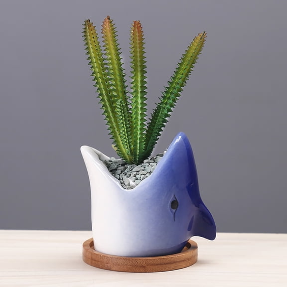 Home Decor Shark Cactus Cartoon Cute Personality Ornament Ceramic Flowerpot Flower Pots Practical