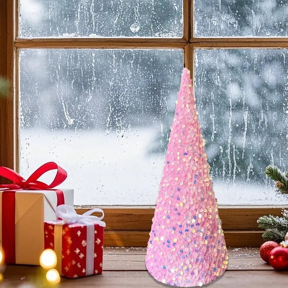 Home Decor Shining Tabletop Christmas Trees, Glitter Cone Tree Centerpieces Decoration, Xmas Sequin Cone Tree Table Ornament for Ocean Wedding Birthday Party Christmas Decor ( 13.8In )