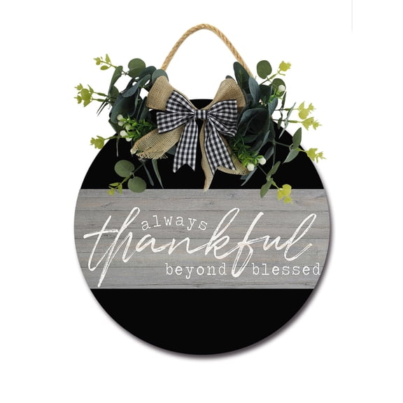 Home Decor Signs Always Thankful Blessed Rustic Wooden Wall Art Signs Farmhouse Entryway Signs for Bedroom Living Room Decor, 11 x 11 Inch
