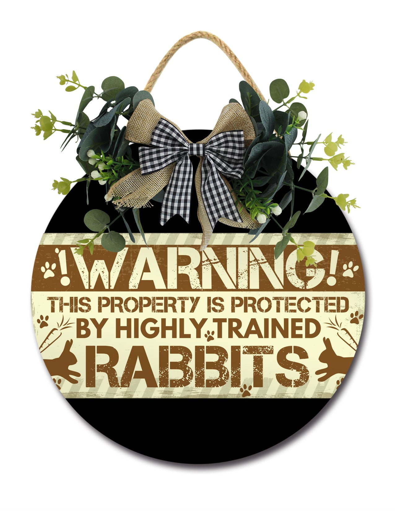 Home Decor Signs Beware Of The Rabbit Rustic Wooden Wall Art Signs ...