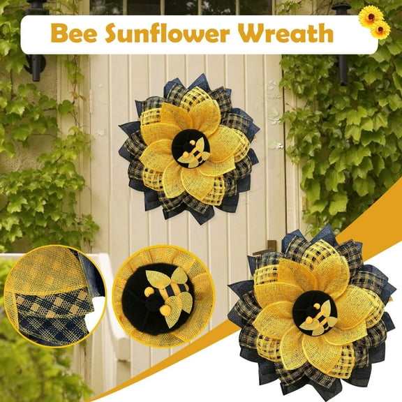 Home Decor Leaf Bee Sunflowerwreath Artificial Garland Hanging Pendants Wedding Wreath