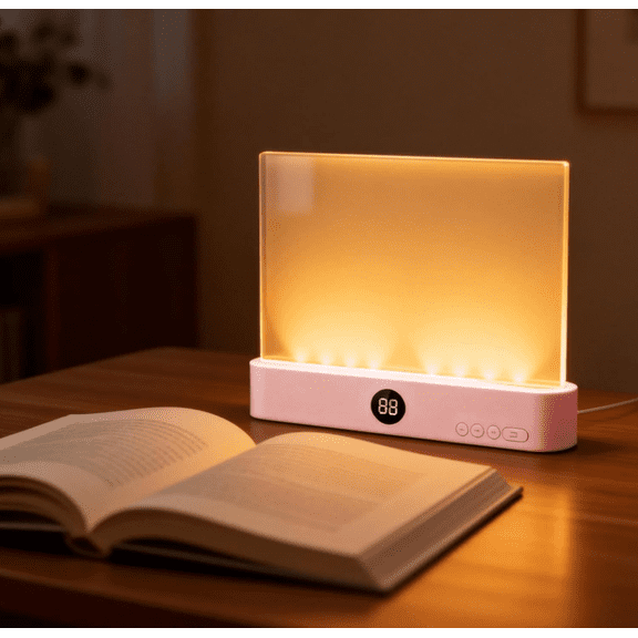 Home Decor Smart Led Reading Light, Book Light Treasure Box, Rechargeable Clear LED Flat Reading Light with 3 Colors & Timer, Doodleable Study Lamp, The Quiet Reader's Dream Lights (Pink)