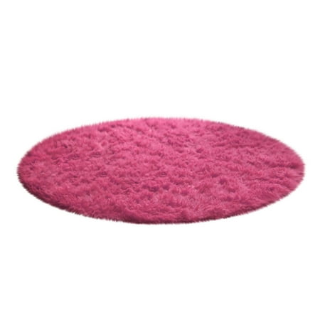 Home Decor Soft Bath Bedroom Non-Slip Floor Shower Rug Yoga Plush Round Mat rose Red
