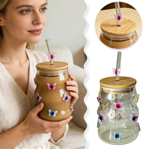Home Decor Square Glass Drinking Cups With Lids & Heat Transparent Tumbler Glass Cup With Bow Cold Drinks Cup For Juice Milk Coffee Suitable For Home Bar Party