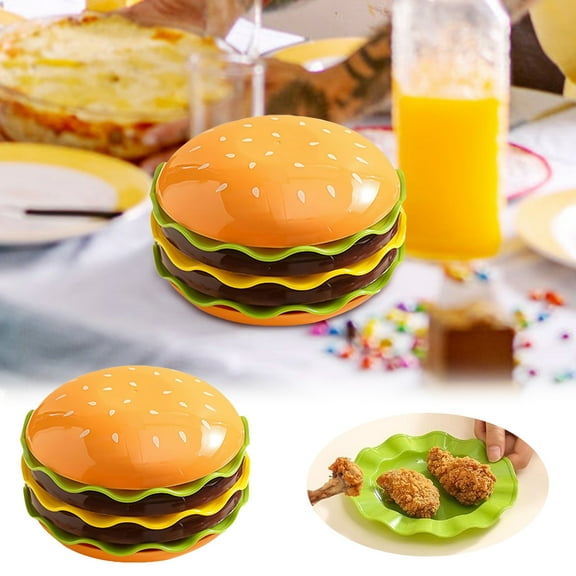Home Decor Stackable Hamburger Dinnerware Set Cute Tableware For Indoor And Camping Use Novelty Burger Plates Bowls Ideal For Snacks Desserts Tableware
