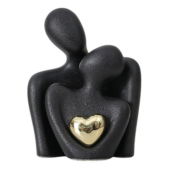 Home Decor Statue, Ceramic Couple Figurine, Abstract Emblem Of Love Hugging Decoration for Living Room and Wine Cabinet, Multicolor, Handcrafted Porcelain Sculpture