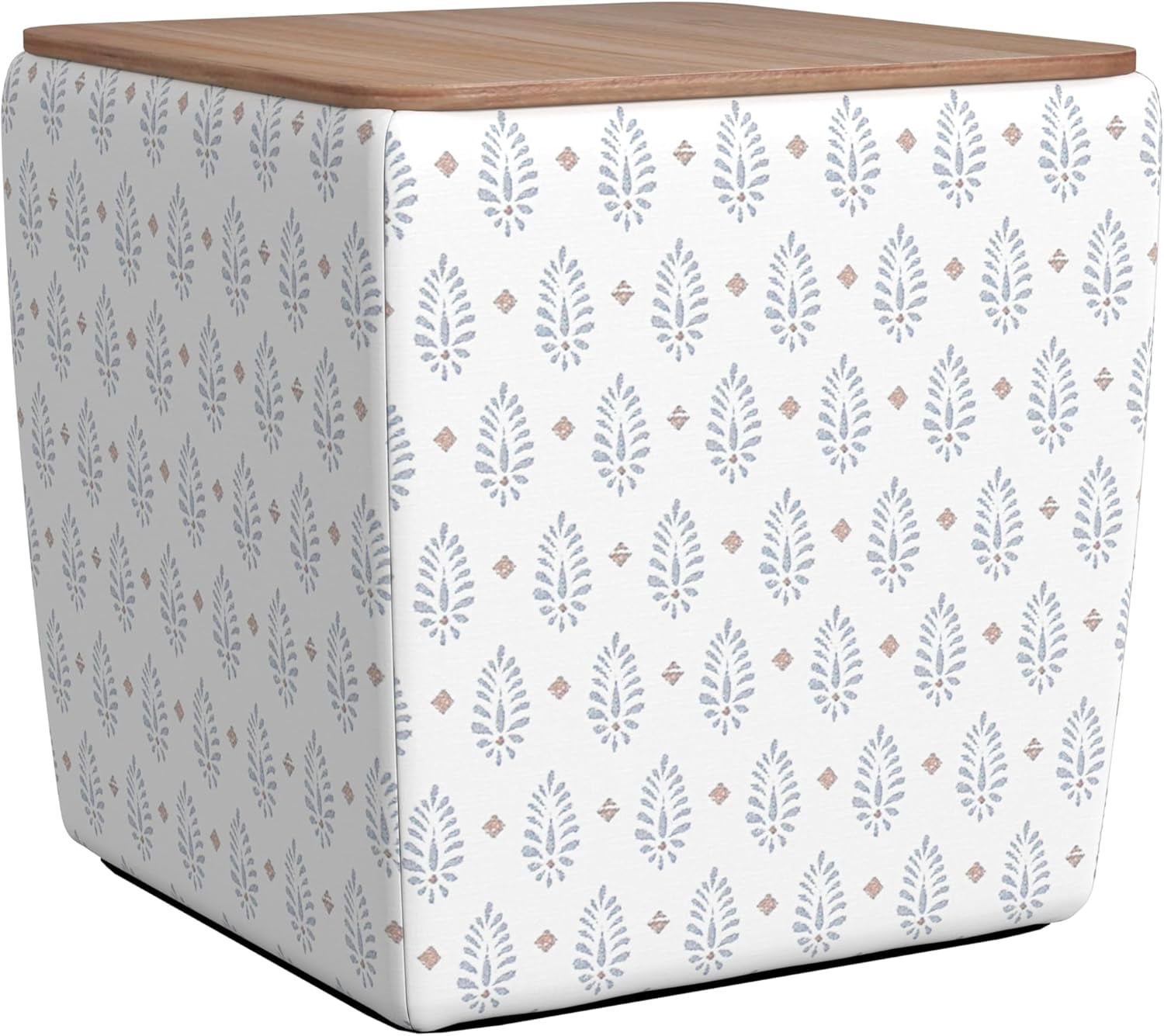 Image showcasing Home Decor Storage Ottoman with Wood Top|Upholstered Modern Square ...