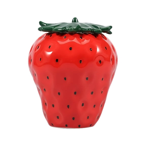 Home Decor Strawberry Shaped Jar Strawberry Candy Jar With Lid Ceramic Strawberry Cookie Jar Strawberry Flower Vase Cute Vintage Container Food Storage For Tea Coffee Candy Cook