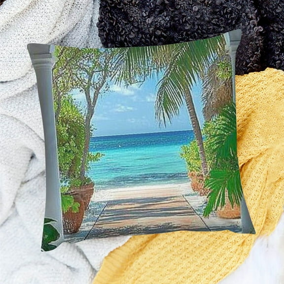 Home Decor Throw Pillows Cover Palm tree Made from 100% linen，Pillow Covers Decoration for Home Sofa Couch