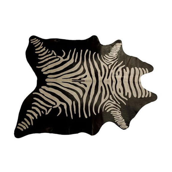Home Decor Togo Cowhide Rug | 1-Piece | Zebra off/wht on black | 6'x7'