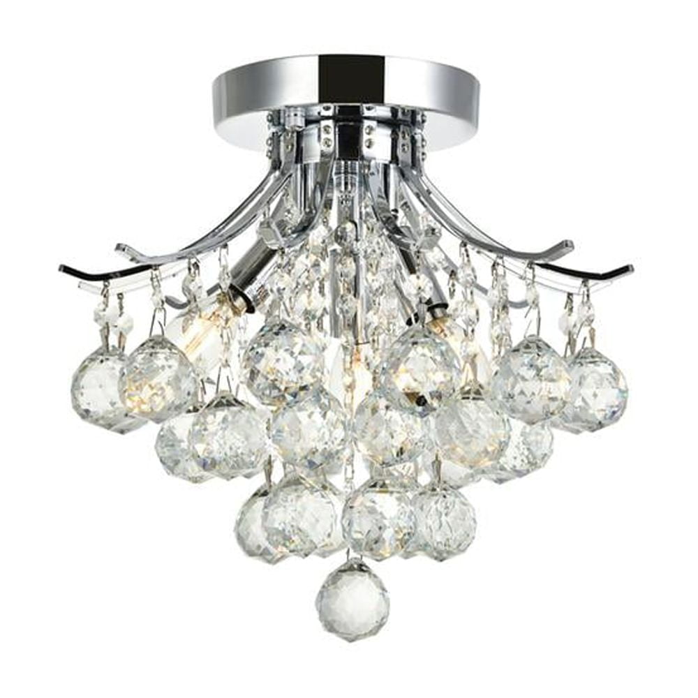 Elegant 12" Chrome LED Flush Mount with Clear Royal Cut Crystals