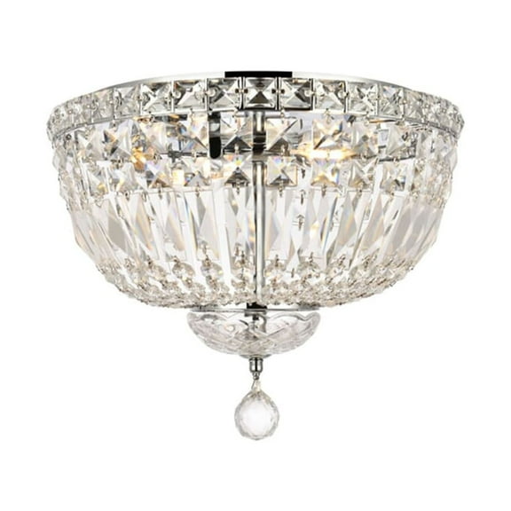 Home Decor Tranquil 4 Light Chrome Flush Mount Clear Royal Cut Crystal