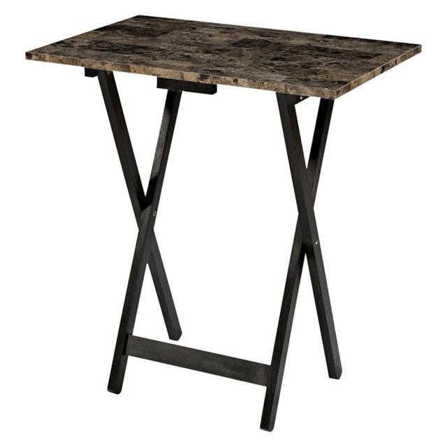 Home Decor Tray Table Set, Faux Marble, Brown