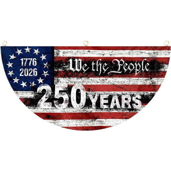 Home Decor USA 250th Anniversary Bunting Flag 1776-2026 Patriotic Red White Blue Banner 4th of July Stars and Stripes Outdoor Decor for Front Door Porch Fence and Independence Day Weatherproof