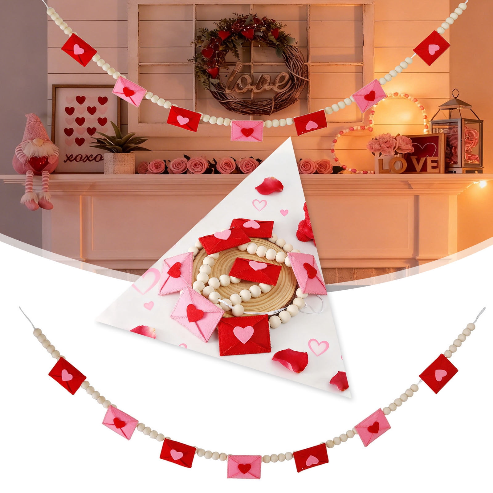 Home Decor Valentine Envelope Bead for Valentine Red and Farmhouse