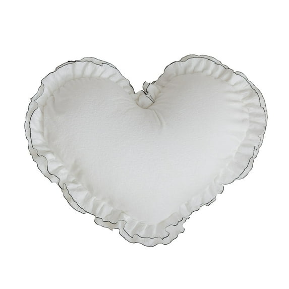 Home Decor, Valentines Heart Pillow Cover White Ruffled Cushion Cover With Contrast Ruffle Soft Romantic Decorative Pillowcase For Sofa Bedroom Home Decor, Holiday Gifts