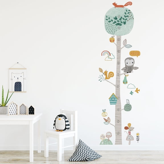 Home Decor Wall Decor, Wall Stickers Set Forest Tree Height , Colorful Nature Vinyl Decal Mural Art Room Display for Living Room, Bedroom Home, Nursery Wall