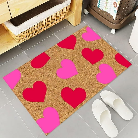 Home Decor Warm Welcome Mat Gift Doormats For Gift Valentine'S Day Floor Mats Holiday Mats Welcome Door Mats Polyester Door Mats Carpet Valentines Day Decorations