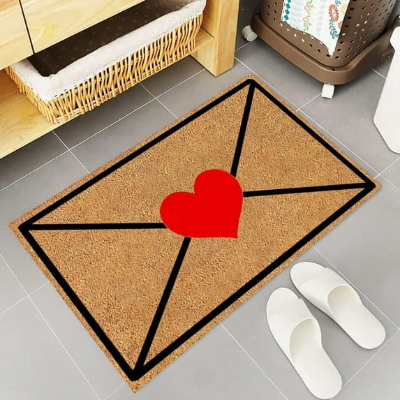 Home Decor Warm Welcome Mat Gift Doormats For Gift Valentine'S Day Floor Mats Holiday Mats Welcome Door Mats Polyester Door Mats Carpet Valentines Day Decorations