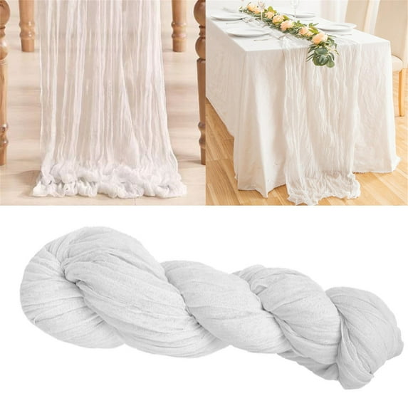 Home Decor White Cheesecloth Table Runner Fabric Boho Wedding Decor