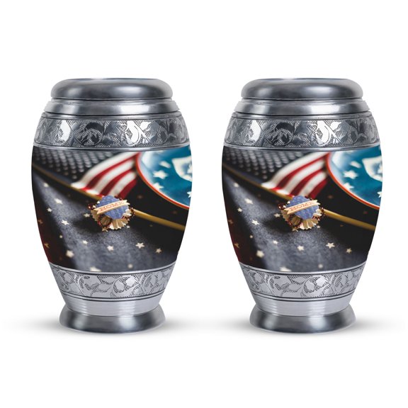 Home Decor With Blurry American Flag-little Urns - Funeral Urns For Human Ashes Adult - Adult Cremation Urns - Decorative Urns (Size-3inch,2pcs)