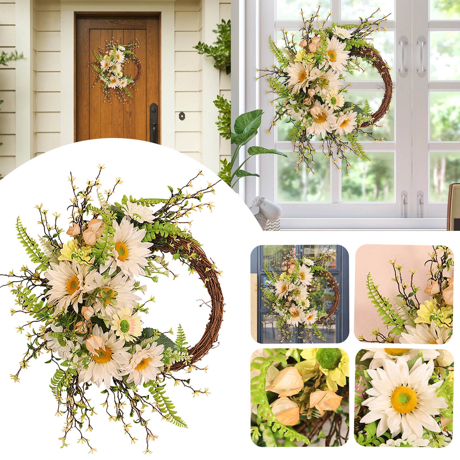 Home Decor Wreaths Easter Wreath, Party Wreath, Sunflowers, Dried Vines