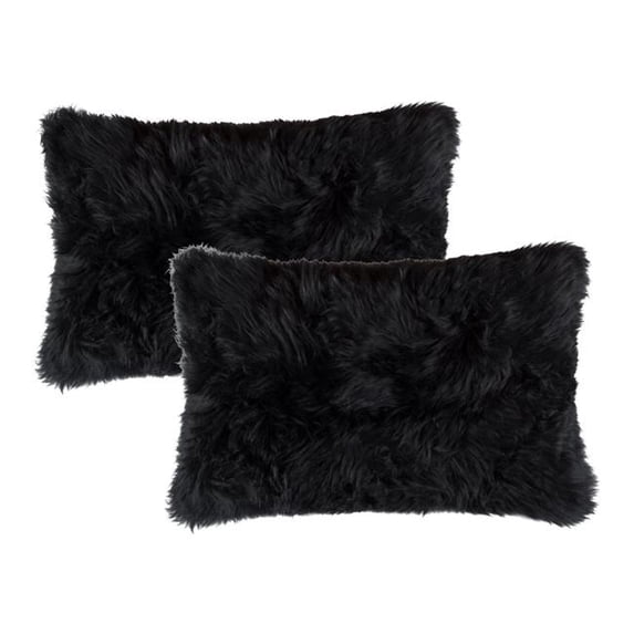 Home Decor Zealand Sheepskin Pillow | 2-Piece | Black | 12'x20'