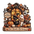 thumbnail image 1 of Home Decor with Halloween Figurines, Wooden Desk Decor for Living Room, Vintage Halloween Ornaments, Nightmare Before Christmas Decor, 1 of 6