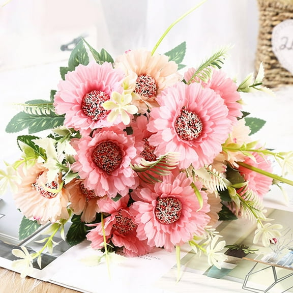 Home Decoration Artificial Sunflower Gerbera Simulation Plant Silk Flower Pink/Blue/Rose/Red/Milky White/Orange 32Cm 1Pc