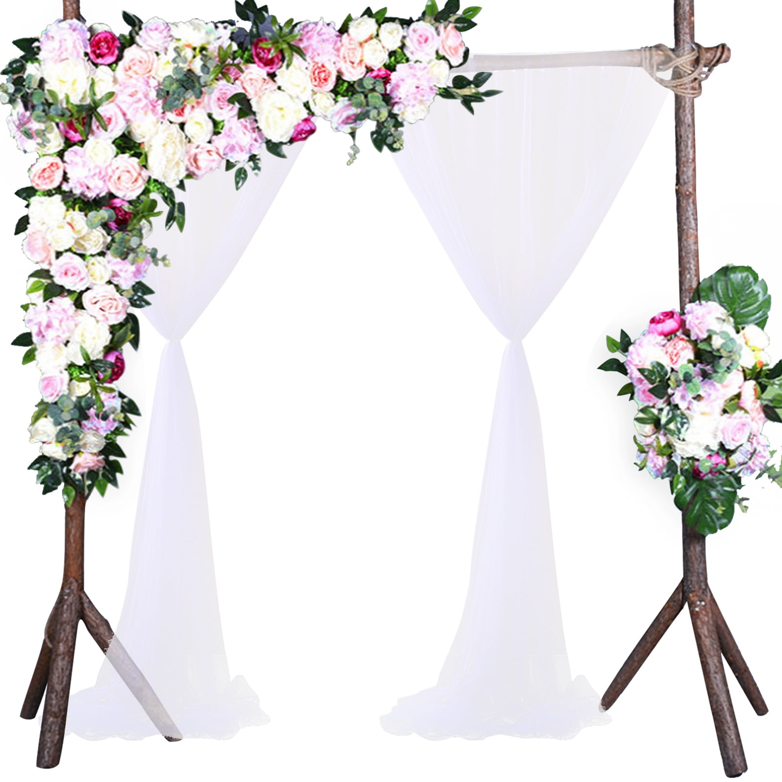 Home Decoration Backdrop Curtain White Drapes Wedding White/Pink