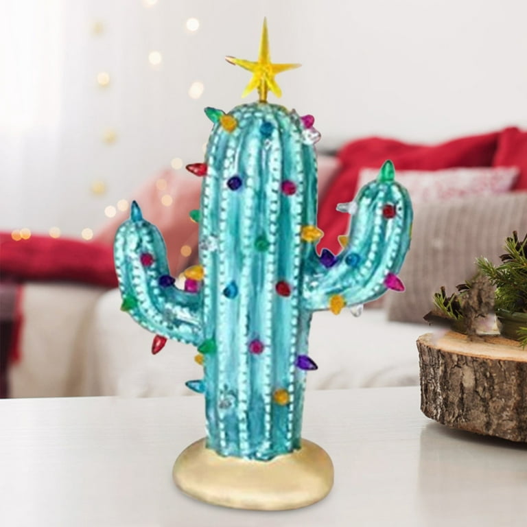 Home Decoration Cactus Christmas Tree With Lights Lighted Resin Ceramic  Christmas Tree Vintage Christmas Cactus Light Up Christmas Tree Cactus for