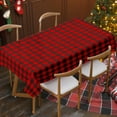 thumbnail image 1 of Christmas Plaid Tablecloth Rectangle - Red Buffalo Plaid Linen Cotton Gingham Tablecloth Xmas Table Cloths, Winter Farmhouse Table Decorations for Dining/Parties/Holiday, 55 x 55 Inch, 1 of 7
