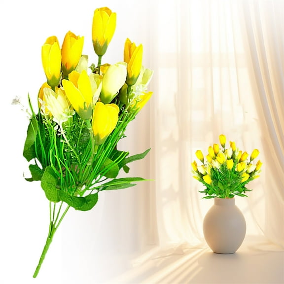 Home Decoration Flower Yellow, Multicolor Artificial Flowers, Easter Spring Wreath, Artificial Tulip Stems, Multicolor, Perfect for Easter Spring Wreath, Wedding Bouquet, Or Cemetery Decor