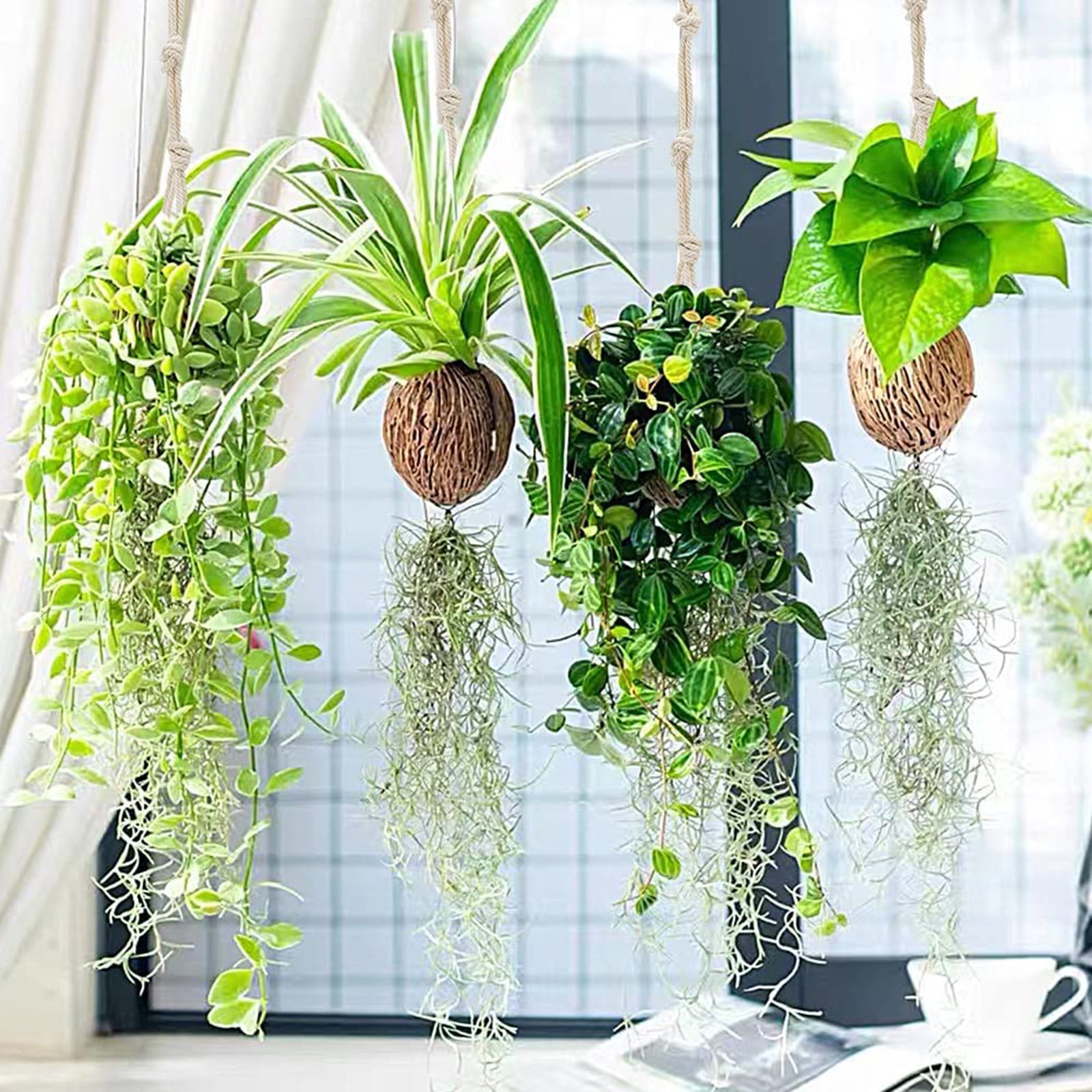 Home Decoration Handmade Woven Plant Basket Extender Adjustable 4 Pack