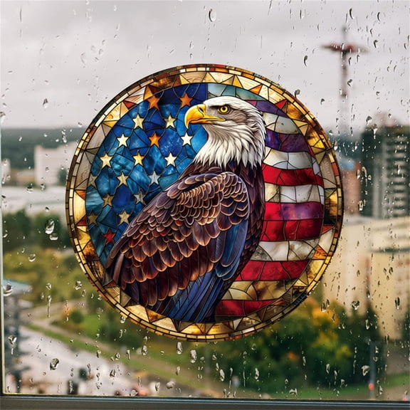 Home Decoration Home Glass Pasting PVC Colored Window Film, 4th of July Independence Day Window Decal, Stained Glass Effect, Privacy Film