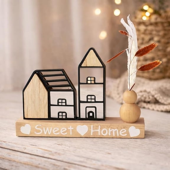 Home Decoration Items for Living Room, Wooden Showpiece for Home Decor Bedroom, House Warming Gifts, Tabletop Decoration Items, Sweet Home Housewarming Wedding Birthday Gift for Man Woman