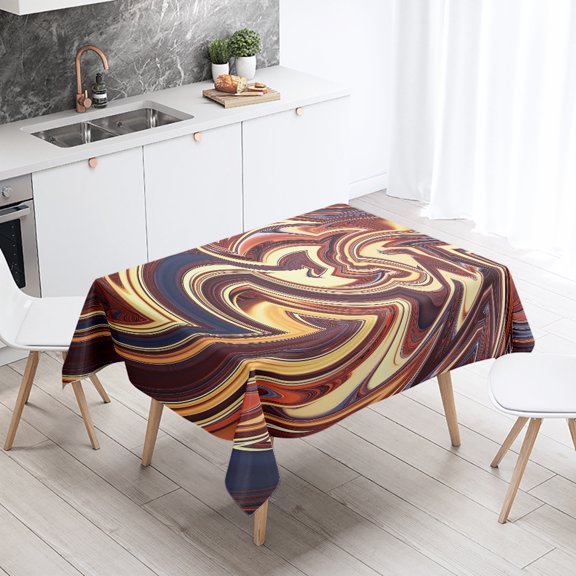 Home Decoration Kitchen Table Restaurant Anti-Stain Rectangular Tablecloth Geometric Colorful Psych