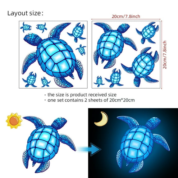 Home Decoration Ocean Turtle Luminous PVC Self-adhesive Paper Glow In The Dark Bedroom Living Room Decorative Wall Stickers (BLUE)