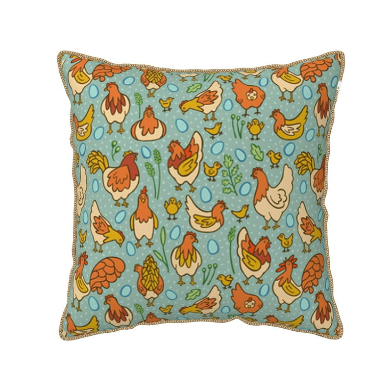 Home Decoration Outdoor Free Range Chickens Throw Pillow Cover Case Velvet border pillowcase Decorative Cushion for Couch Bed Without pillow core