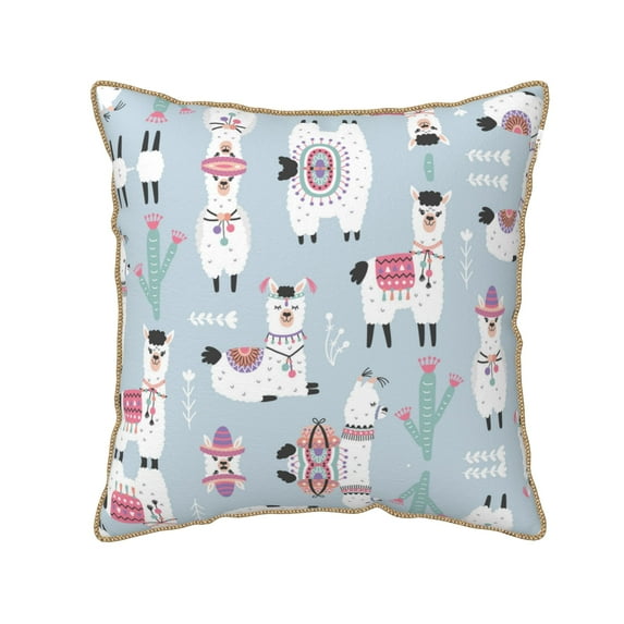 Home Decoration Outdoor llama alpaca seamless pattern Throw Pillow Cover Case Velvet border pillowcase Decorative Cushion for Couch Bed(Without pillow core)