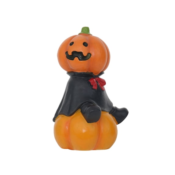 Home Decorations, Halloween Pumpkin Decor, Spooky Halloween Decor, Halloween Party Decor, Orange Resin Mustache Pumpkin Ornament, Tabletop Accent for Halloween Holiday Party Home