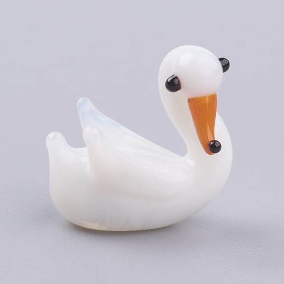 Home Decorations Handmade Lampwork Display Decorations Swan White 17~19x12~13x19~25mm