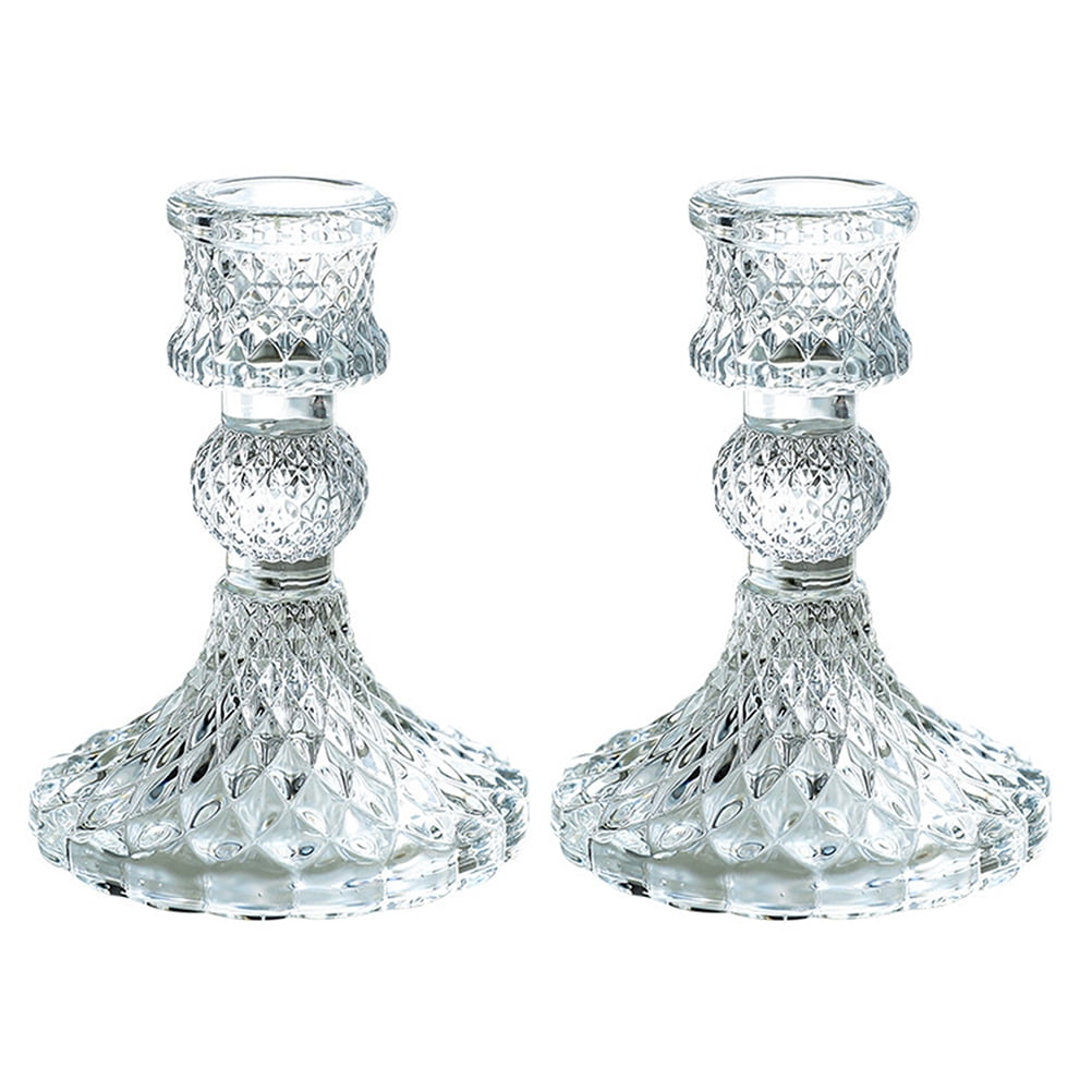 Home Decorations Tapered Candles Holders Clear Stand Glass Candlestick