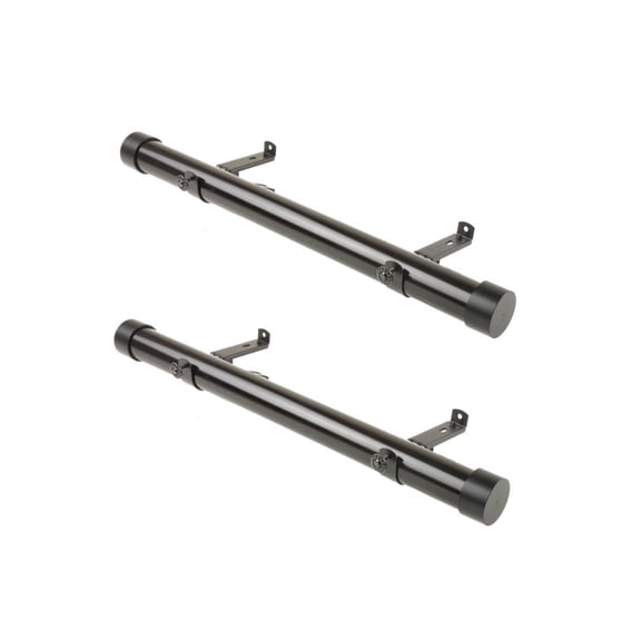 Home Decorative 1.5" Diameter Side Curtain Rod 12-20" Long (Set of 2) - Black