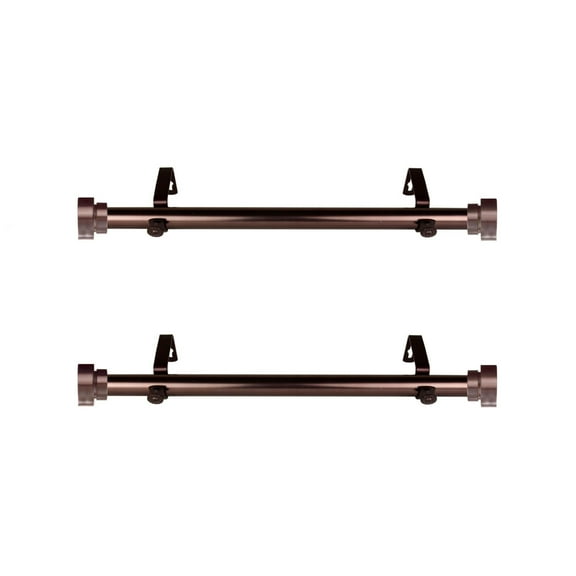 Home Decorative 1" Diameter Side Curtain Rod 12-20" Long (Set of 2) - Bronze